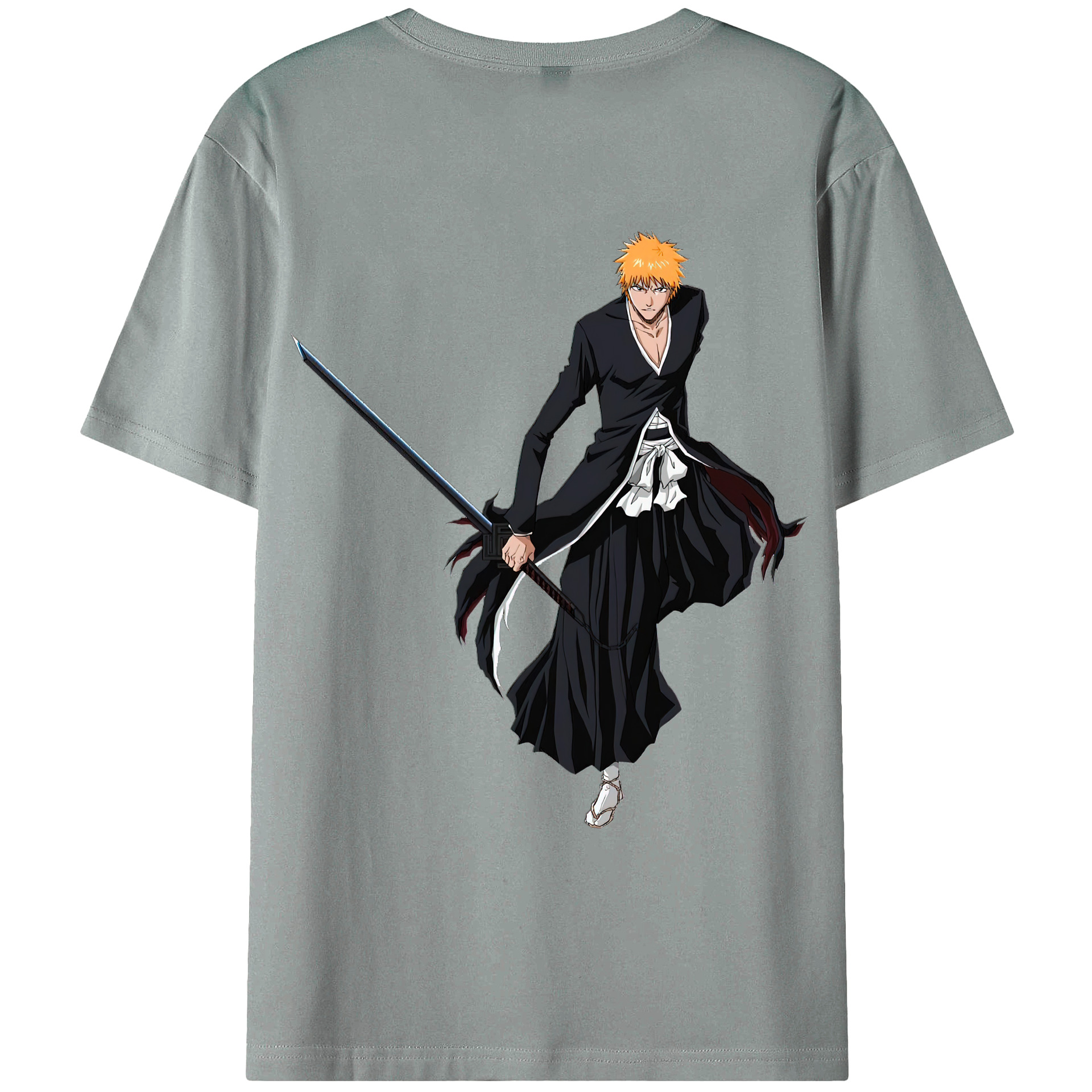 （画像用） ブリーチ 黒崎一護（くろさき いちご）BLEACH Kurosaki Ichigo 綿100％ メンズ半袖Tシャツ（バックプリント） 通気性